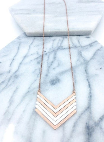 Impress Me Two Tone Chevron Necklace-[option4]-The Lovely Lola Boutique-Womens-Clothes