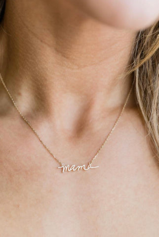 SCRIPT MAMA NECKLACE - GOLD-[option4]-The Lovely Lola Boutique-Womens-Clothes