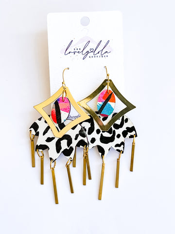 Lucky In Leopard Gold Statement Earrings-[option4]-The Lovely Lola Boutique-Womens-Clothes