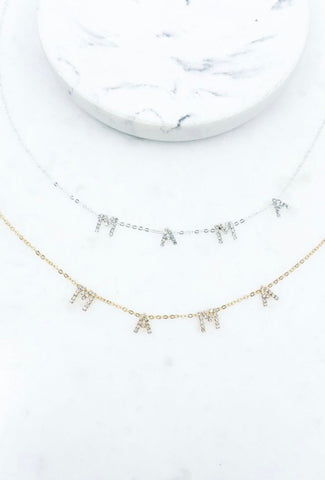 Grateful For You Gold Pave Stone Mama Necklace-[option4]-The Lovely Lola Boutique-Womens-Clothes