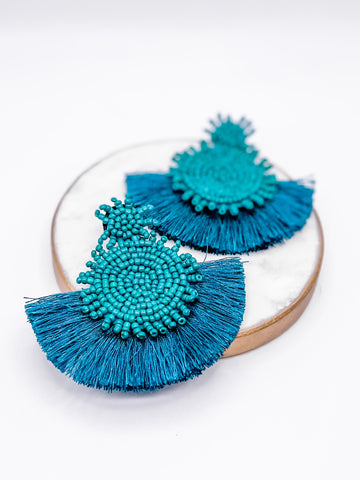FEARLESS CHANCE TEAL SEED BEAD EARRINGS-[option4]-The Lovely Lola Boutique-Womens-Clothes