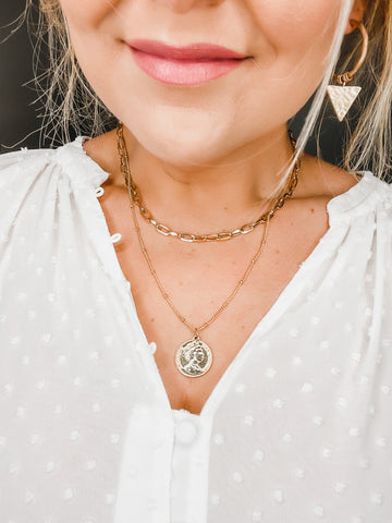 SEAL MY FATE LAYERED COIN NECKLACE-[option4]-The Lovely Lola Boutique-Womens-Clothes
