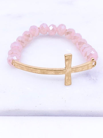 MEET ME AT THE CROSS BRACELET - PINK-[option4]-The Lovely Lola Boutique-Womens-Clothes