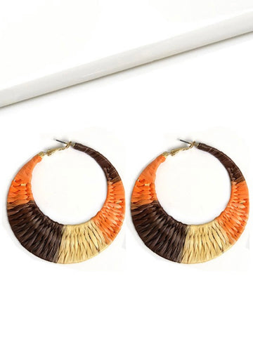 PUT THEM ON RAFIA HOOP EARRINGS-[option4]-The Lovely Lola Boutique-Womens-Clothes