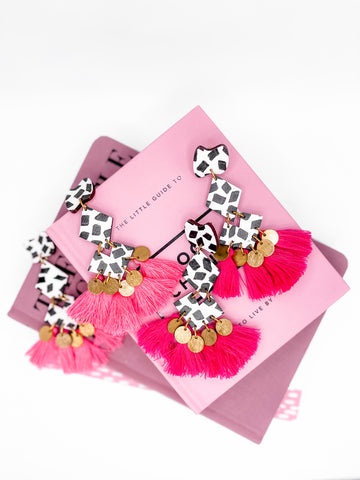 Turning Pain Into Power Pink Spotted Statement Earrings-[option4]-The Lovely Lola Boutique-Womens-Clothes