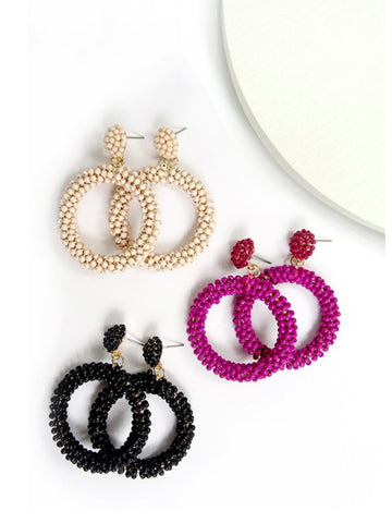 Elegant Evenings Black Beaded Earringd-[option4]-The Lovely Lola Boutique-Womens-Clothes
