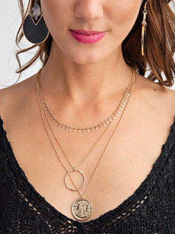 KEEP HOPING TRIPLE LAYERED NECKLACE-[option4]-The Lovely Lola Boutique-Womens-Clothes