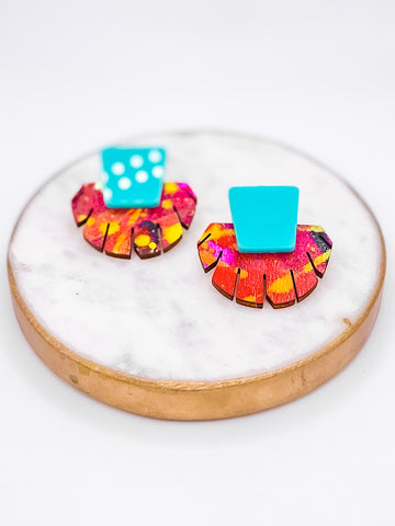 GIRLS JUST WANT TO HAVE FUN HAND PAINTED WOOD STUD EATRRINGS-[option4]-The Lovely Lola Boutique-Womens-Clothes