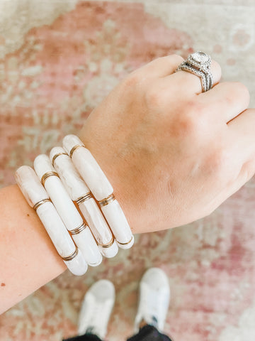 SHE’S ALL THAT BAMBOO ACRYLIC TUBE BRACELET - WHITE-[option4]-The Lovely Lola Boutique-Womens-Clothes