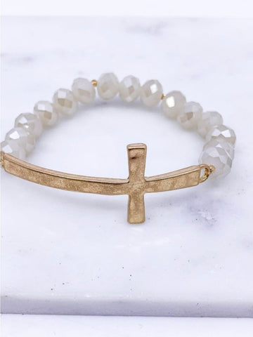 MEET AT THE CROSS BRACELET STACK - WHITE-[option4]-The Lovely Lola Boutique-Womens-Clothes